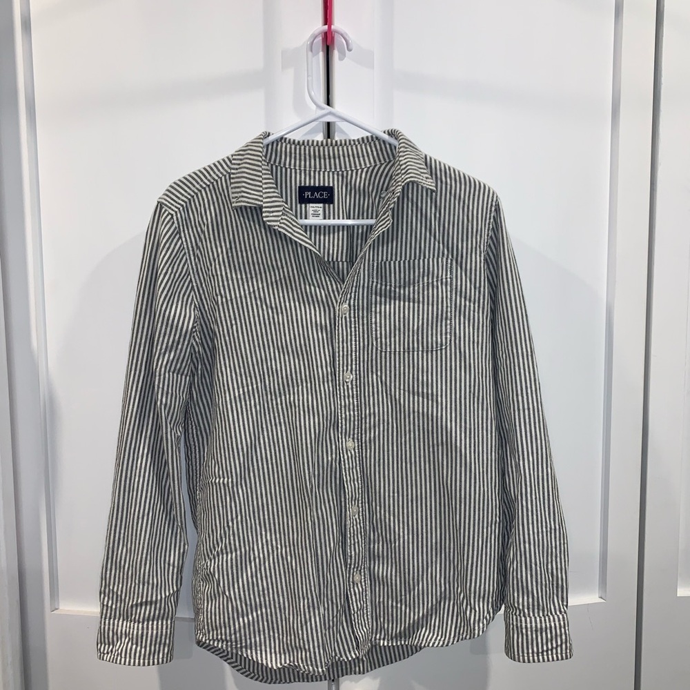 Place Men's Classic Black and White Striped Shirt